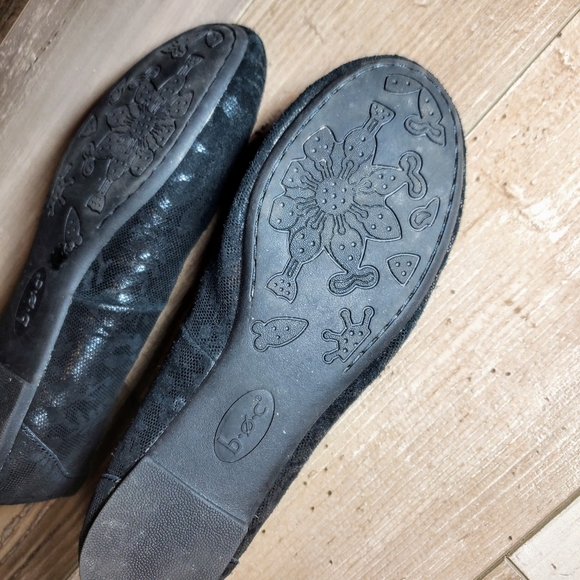 b.o.c. black floral lace pattern leather women's ballet flats size 7/38 euc - Picture 15 of 16
